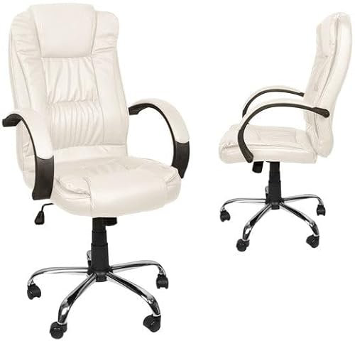 Bürostuhl Schreibtischstuhl, Chefsessel aus Öko-Leder, Drehstuhl mit Rollen, Computerstuhl mit Hoher Rückenlehne, Wippfunktion, Belastbar bis 130 kg