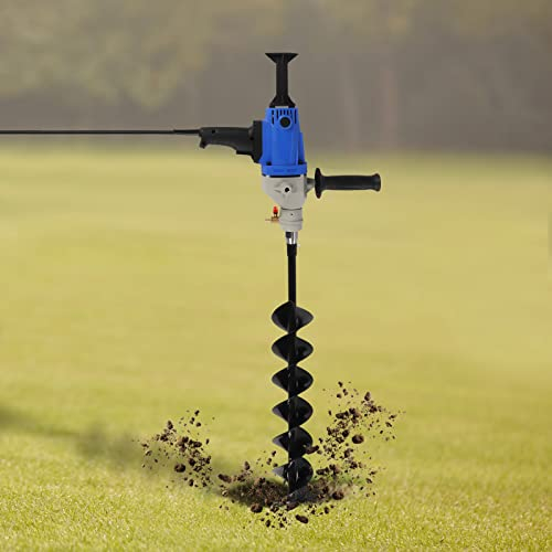 SanBouSi Elektrischer Erdbohrer Erdlochbohrer Pfahlbohrer Gartenbohrer Bohrerlänge 120mm, Handheld Pfahlbohrer Stufenlosem Geschwindigkeitsregler 1900W