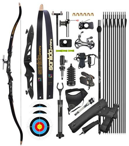 surwolf Takedown Recurvebogen Set für Erwachsene,Wettkampf Recurvebogen,66/68/70,16~40lb,Sportbogen,Langbogen,Jagdbogen(Schwarz Rechts,66-32lbs)