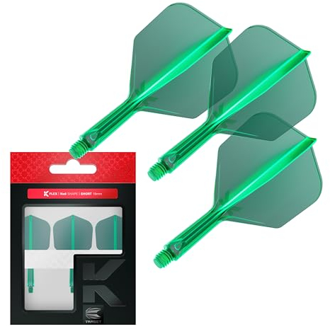Target Darts K Flex Integrated Dart Flights and Shafts, Nr.6 Grün (Kurz) | 3er Pack K-Flex - No6, Kflex All In One Moulded Dart Flight & Stem | Professionelles Dart Zubehör