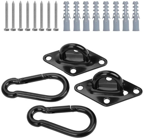 Hammock Hanging Kit, 1700lb Capacity Heavy Duty Hammock Hooks Bracket Mount Swing Hardware M10 Stainless Steel Pad Eye Hooks Ceiling Anchors for Indoor & Outdoor