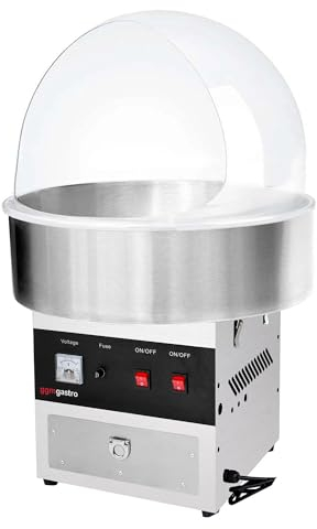 GGM Gastro | ZWJ950S#SPSZWJ | Zuckerwattemaschine - Ø 520mm - 950 Watt - Schwarz - inkl. Hygieneschutz