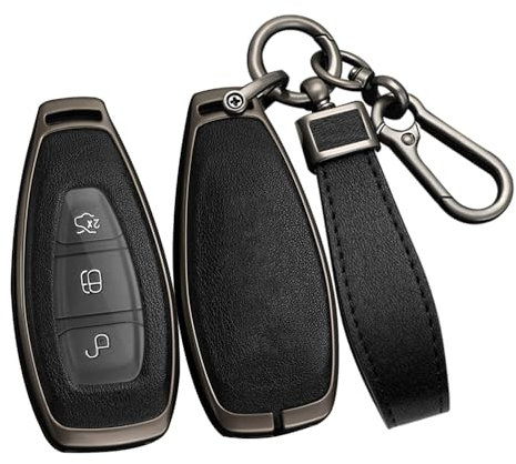 ontto Autoschlüssel Hülle Cover Passt für Ford Focus 3 4 ST Mondeo MK3 MK4 Fiesta Fusion Kuga Ecosport S-Max Schlüsseletui Schlüsselhülle Schlüsselbox Schlüsselanhänger Zubehör-Schwarz