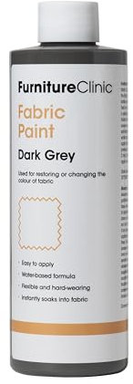 Furniture Clinic Fabric Paint - Use to Restore or Change the Colour of Upholstery, Soft Furnishings, Car Interiors - Easy to Use - Works on All Fabrics (Dark Grey, 500 ml)