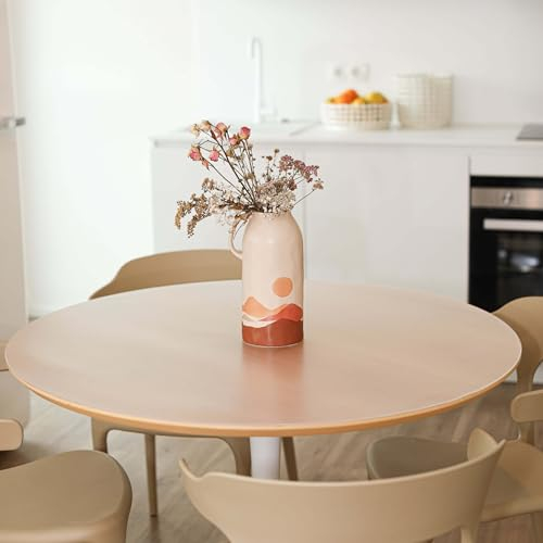 Profolio Tischfolie Rund & Leicht Transparent mit abgeschrägter V-Kante - Feinmattierte Tischdecke als Schutz ohne Luftblasen - Matte 2mm Folie für Ihren Tisch - 120cm Durchmesser - Größe Wählbar