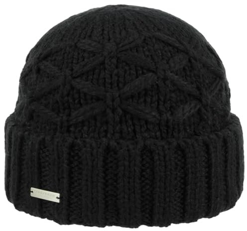 Seeberger Annelie Beanie Mütze mit Manschette Damen/Herren -, Schwarz, 6.75-7.5