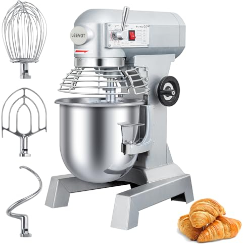 LEEVOT 3in1 Küchenmaschine knetmaschine, Edelstahl-Schüssel 10 Litres, 500W Teigmaschine, 2-stufig einstellbarer Planetenrührwerk mit Schutzabdeckung.