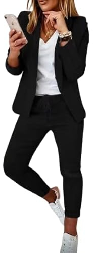 Hosenanzüge Für Damen Business Modern Elegant Blazer Anzug Set Einfarbig Streetwear Zweiteilig Hosenanzug Anzughose,Hosenanzug Damen Festlich Elegant Hosenanzug Revers Slim Fit Sportlich Büro
