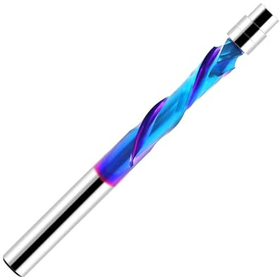 Up Down Compression Spiral Flush Trim Router Bit, 1/4 Inch Shank Solid Carbide Flush Trim Router Bits CNC Spiral Bit with Nano Coating