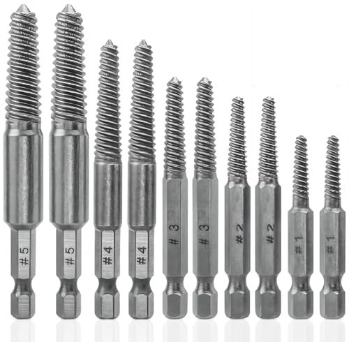 Gasea 10 piezas Extractor de Tornillos Rotos, Extractores de Tornillos de Cabeza Hexagonal, Saca Tornillos Rotoscon Caja de Almacenamiento para Tornillos Dañados, Tuberías