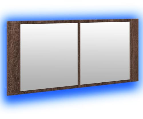 vidaXL LED-Spiegelschrank Braun Eichen-Optik 100x12x45 cm
