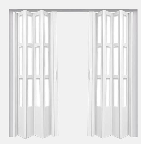 porte a soffietto 150 160 170 188 192 Divisorio da 200 cm Doppia porta trasparente, Porta a fisarmonica impermeabile con ferramenta, Grandi ante armadio a scomparsa bi-pieghevoli(60x80in(152.4x203cm))