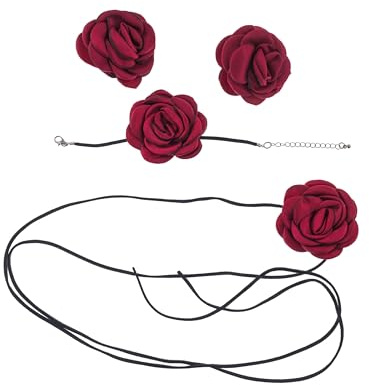 Schmuckset Rose 3-TLG. schwarz/rot