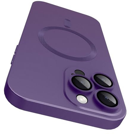VCGFJD Magnetic for iPhone 14 Pro Case with Camera Lens Protector [Compatible with Magnetic], Matte Metallic Lustre Slim Soft TPU Bumper Shockproof Phone Case for iPhone 14 Pro 6.1 -Purple