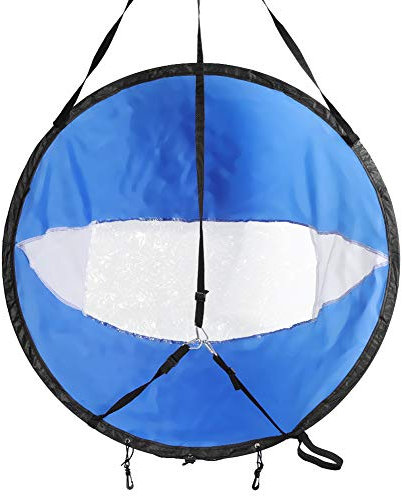 Qukaim canoesail 108cm Voile Canoë Pliable Transparente Bleu et Blanc Sac de Rangement Coupe-Vent pour Kayak et Bateau Utilisation Léger