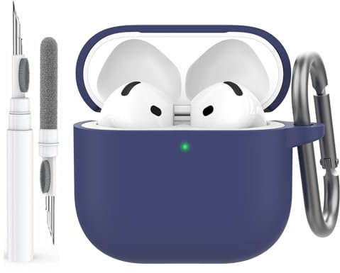 AhaStyle AirPods 4 Case Cover (2024) with Cleaning Kit - Soft Silicone Shockproof Full Body Cover for Apple AirPods 4th Gen - USB-C & Wireless Charging