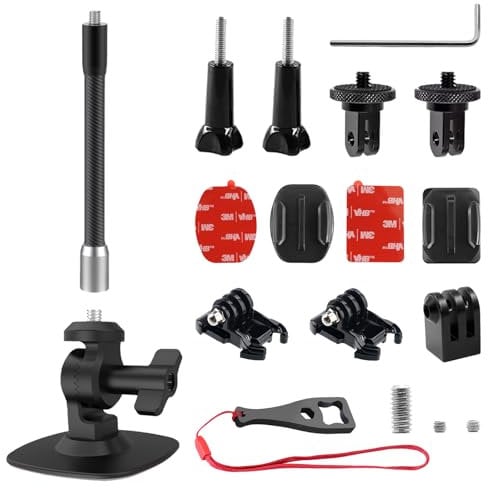 Flexible Adhesive Mount Helmet Base Kit with Extension Rod for Insta 360 One X4 X3 X2 X RS, Helmet Sticky Mounts Compatible with Go Pro 13/12/11/10/ Max/9/8/7/6 Session, DJI Osmo Action Cameras