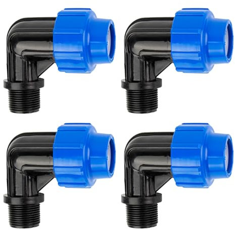 Wzzy Gurden PE Winkel 90 Grad mit Außengewinde : Verbindungsstück für Anschluss am Rohrende, 25 mm x 3/4Zoll, Quick&Easy Verbindungstechnik, selbstdichtende Gewindeverbindung(4 Stück)