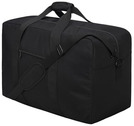 LONALIA 70L Reisetasche Groß mit Schultergurt - Aufbewahrungstasche Transporttasche für Reisen Umzug Camping 61x30x38cm (Schwarz)