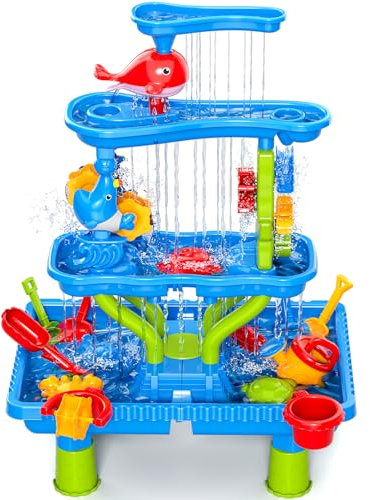 Doloowee Wasserspieltisch für Kinder, Sand- und Wassertisch Outdoor Spielzeug Garten Spielzeug Sommer-Wasserspielzeug für Kinder 3 4 5 6 7 8 Jahre alt