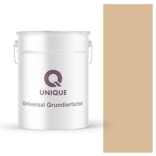 Q UNIQUE Universal Grundierfarbe 10 L – Beige – Hochwertige Acrylatdispersion-Grundierung für Innen und Außen, Reduziert Farbverbrauch, Gleicht Wandfarbton aus, Profi-Qualität