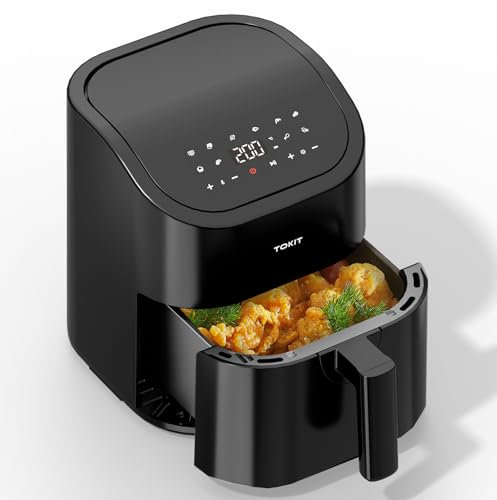 TOKIT 4.5L Heißluftfritteuse – 10-in-1 Multifunktion, 1500W Turbo, 95% fettfrei – Kompakt & schnell für gesunde Küche