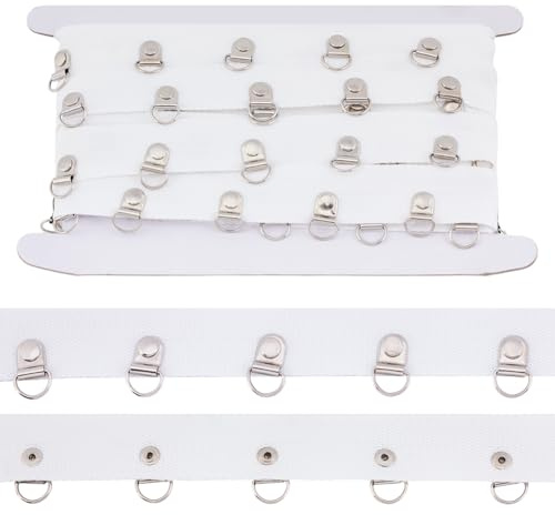 MAYJOYDIY 5.5m Ösenband Mit Gewelltem Rand D Ring 32mm Weiß Ösenband Bandbesatz Mit Metallring Für Kleidung Schuhe Taschen Nähen DIY Basteln