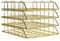 4 Stück Metall Dokumentenregal, A4 Mesh Ablagefächer Stapelbar Lagerregale, Platzsparend Bürobedarf Dokumentenablage für Dokumenten Akten Kosmetika, Gold, 30 x 24.5 x 5cm