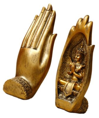 GRIRIW Table Ornament Decoration Meditating Figurine Home Accessories Tabletop Monk Chakra Decor Zen Meditation Decor Ornaments Decorative Head Table Top Fountain Gesture Feng Hand Golden
