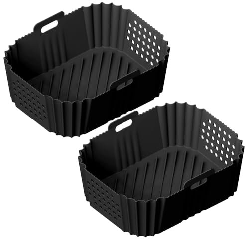 Airfryer SL400 SL401 Accessories for Ninja Foodi Dual Drawer SL400UK SL401UK 9.5L, Silicone Mould for Ninja Hot Air Fryer af500DE Oven Microwave, Better than Disposable Paper Liner, Pack of 2