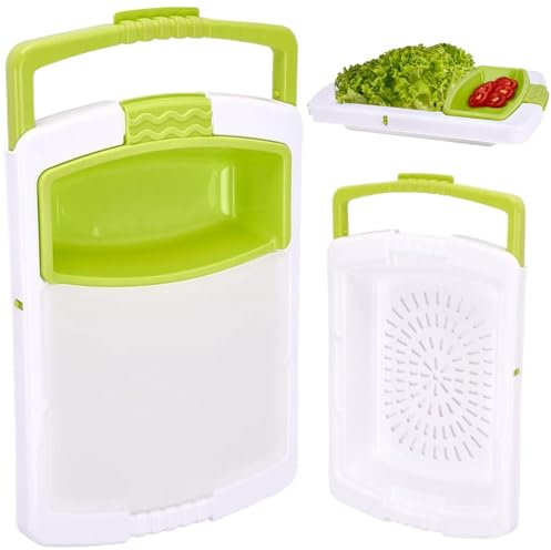 Tagliere sopra Il lavello Tagliere con Contenitore, 3 in 1 taglieri a Scomparsa Taglieri in plastica per cucine Tagliere per Lavare e drenare