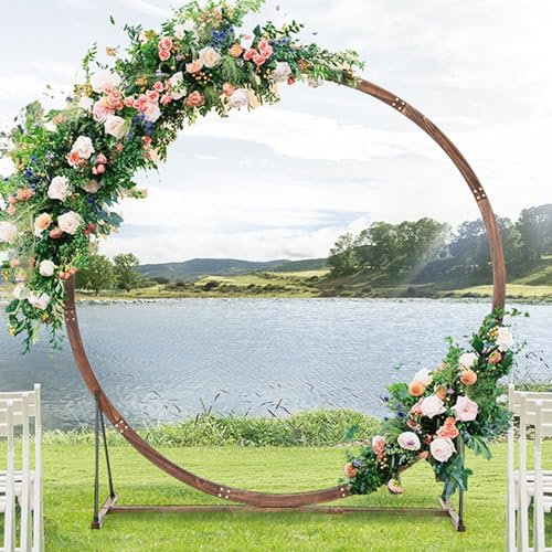 Arche de Mariage en Bois Massif, tonnelle Ronde de 2 m pour décoration de Mariage, Style bohème Rustique, pour intérieur, extérieur, Anniversaire, Demande en Mariage, Jardin, pelou