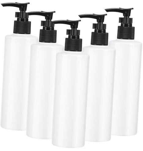 OATIPHO Lot De 5 Bouteilles De Lotion Portables 250 ML en Plastique Dur Réutilisables pour Voyage Cosmétique Contenants Rechargeables pour Shampooing Lotion Sérum