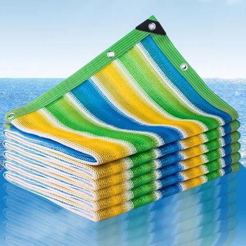 Toile d'ombrage, bâche en maille arc-en-ciel colorée avec œillets, voile d'ombrage pour plantes de jardin, voile de protection solaire, protection solaire extérieure pour pergola de jardin (5 x 9 m/17