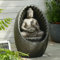 Bumilgar 40 CM Outdoor Solar Garden Water Fountain, Zen Buddha Water Features and Waterfalls with Lights for Patio, Backyard, Deck, Porch and Home Art Decor, Gray