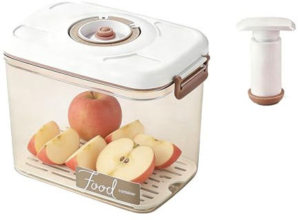 ZoeQide Vakuum Frischhaltedose 2,7L mit Pumpe Datumsanzeige Kühlschrank | Mit Ablaufkorb und Vakuumpumpe bietet dieser Lebensmittelbehälter Ordnung im Kühlschrank für Obst, Gemüse und Zutaten