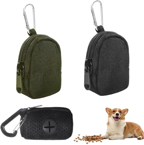 KEORHEZ 2 Stück Leckerlitasche für Hunde,Kommt mit 1 Kotbeutelspender,Hunde Leckerlitasche,Futterbeutel Hundetraining,Hundeleckerli Tasche,Hunde Zubehör Kann Münze,Kopfhörer,Datenkabel