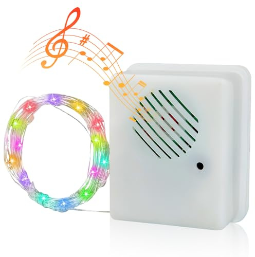JOPWUE 3M Weihnachts-Lichterkette mit Soundsensor, Musik-Lautsprecher spielen Weihnachtslieder, Weihnachtsdekoration, Lichterkette mit 30 LED-Lichtern für Party, Weihnachtsbaumdekoration (bunt)