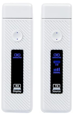 Tangxi Drahtloser HD-Multimedia-Sender und -Empfänger, Plug-and-Play 5G 2,4G 4K-Dekodierung, 1080P-Ausgang, Tragbares Extender-Kit, mit LDS-Antenne für Projektor, TV-Box, Laptop-Kamera (White)