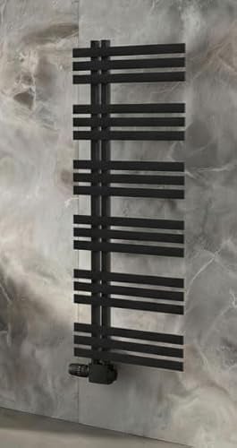Schulte Ignis Design-Heizkörper 140 x 50 cm Pearl Schwarz, 566 Watt, Pulverbeschichteter Stahl-Heizkörper für Zentralheizung, Moderner Bad- & Wohnraumheizkörper mit Wandhalterung