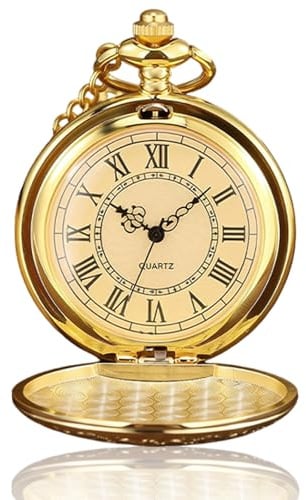 Litinliv Taschenuhr, Vintage Römische Ziffern Skala Pocket Watch, Taschenuhr mit Kette, Klassische Taschenuhren für Herren Damen Weihnachten Kostüm Zubehör Geburtstag Jahrestag Geschenk