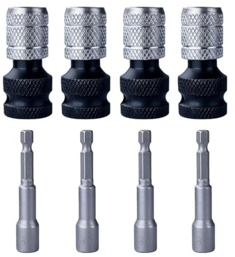 Bohrfutter-Adapter 4 Teile Stecknuss Bit Spannfutter Halter | Schnellspann Adapter Wandler Für Mutter Schraubenschlüssel Ratsche Sicherheit Elektro Werkzeug Möbel Auto Bau