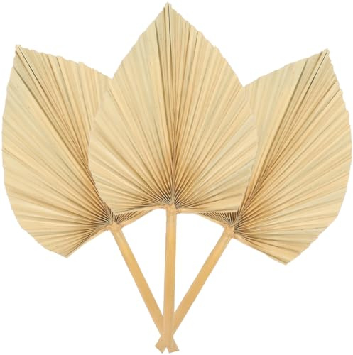 SOIMISS 3 pcs Hoja Palma Seca Decoracion Evento Abanico Girasol Arte Diseno | Material Autentico, Tono Amarillo Claro, Toque Hawaiano, Arreglo Floral, Cosecha Manual, Relajacion Visual, Longitud 40.00 cm