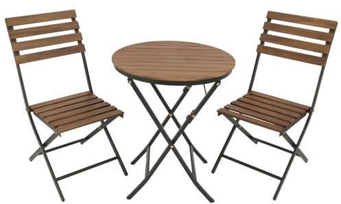 DEGAMO Bistroset LIENZ 3-teilig, Gestell Stahl pulverbeschichtet, Holz Akazie