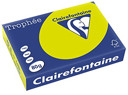 Clairefontaine 2975C - Ries Druckerpapier / Kopierpapier Trophee, intensive Farben, DIN A4, 80g, 500 Blatt, Fluoreszierendes Grün, 1 Ries