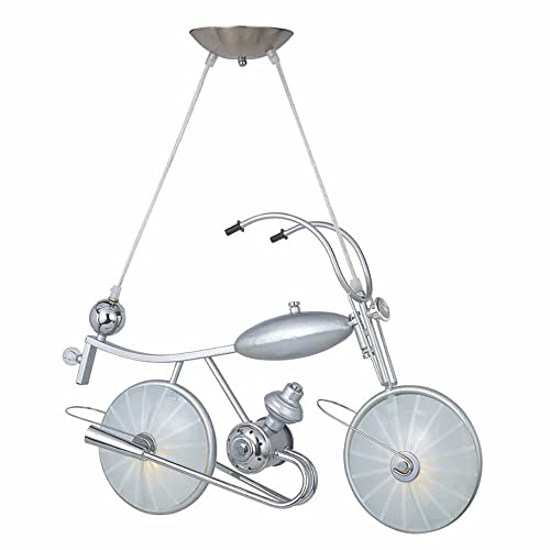 Dapo BIKE Designer-Decken-Pendel-Hänge-Leuchte-Lampe Metall + Glas, E14 2x 40 W max. (nicht inkl.) Kinder-Jugend-Studio-Disco-Dekorations-Leuchte-Lampe