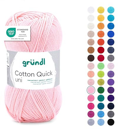 Gründl Laine Cotton Quick uni Fil à crocheter 1 pelote 50 g, Rose