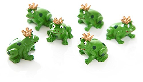 Logbuch-Verlag 6 kleine grüne Glücksbringer Mini Frösche Froschkönig mit Goldener Krone Tischdeko Give-Away Silvester Geburtstag