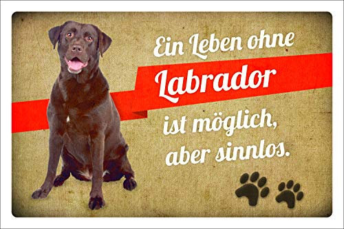 WERBEPUNKT. Schild Vintage Retro Deko Geschenk EIN Leben ohne Labrador 3 mm Alu-Verbund 450 x 300 mm