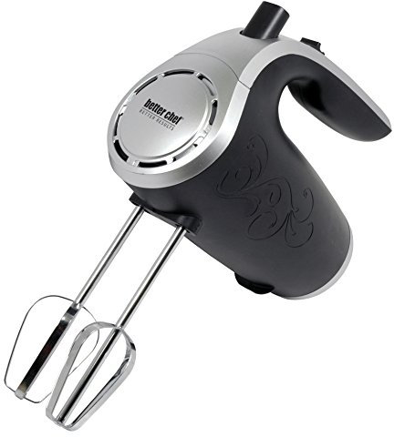 Better Chef Electric Hand Mixer | 5-Speed | Stainless Beaters & Hooks | Attachment Holder | 150-watt (Black)